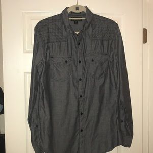 Helix Long-Sleeve Grey Athletic-Fit Button Up